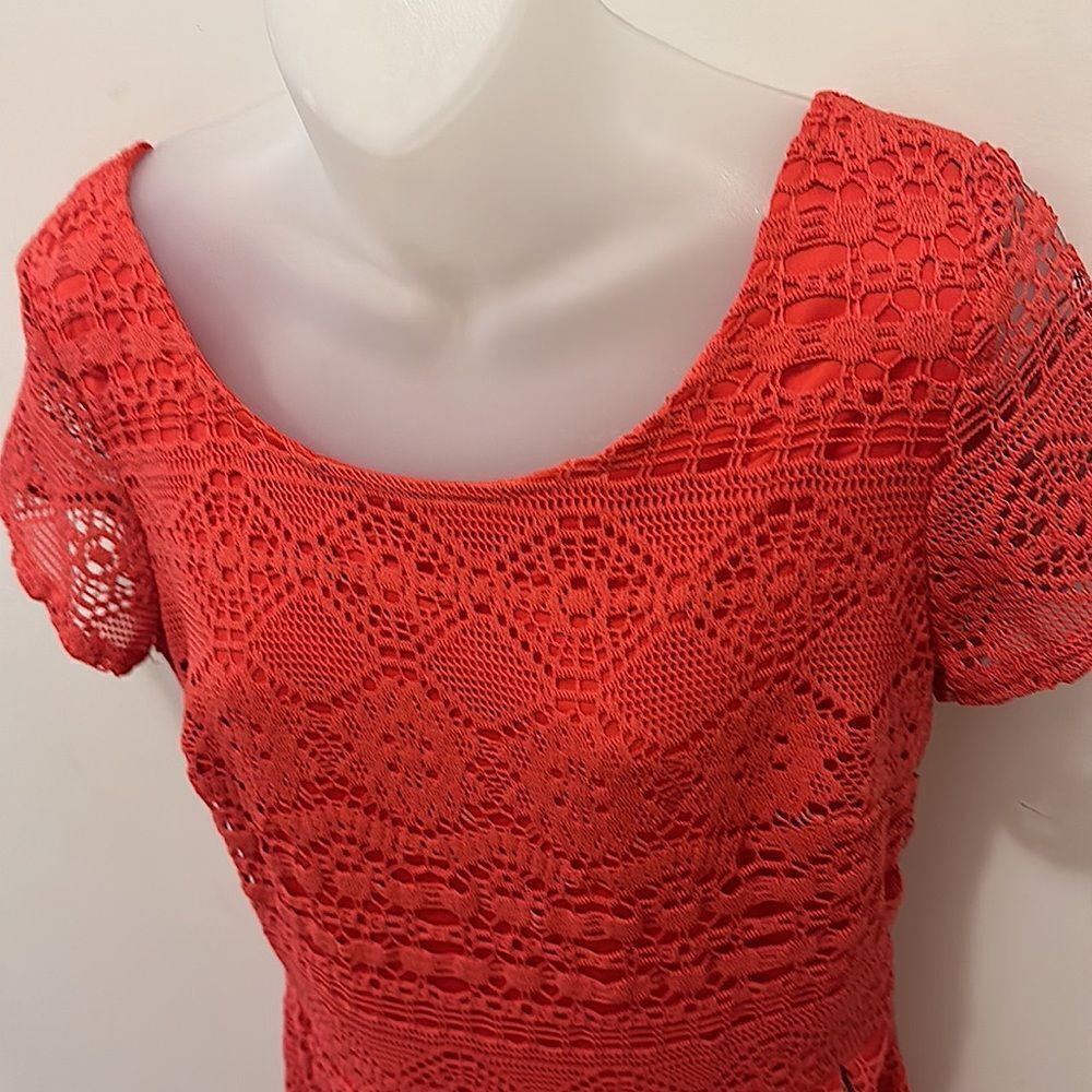 Madison Leigh Coral Melon MIDI sheath dress size 10 - Picture 8 of 8